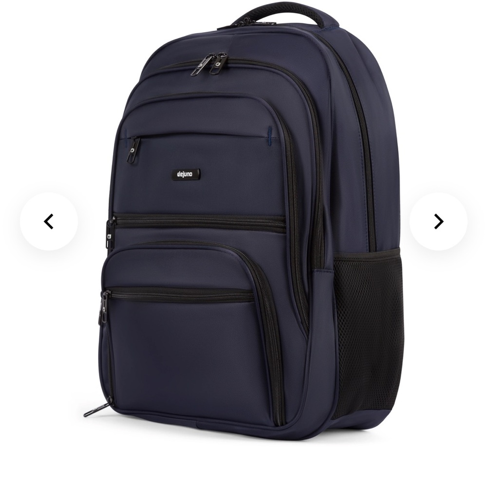 New! Dejuno Men's Black Laptop Backpack 20” with Multiple Compartments - Picture 4 of 12